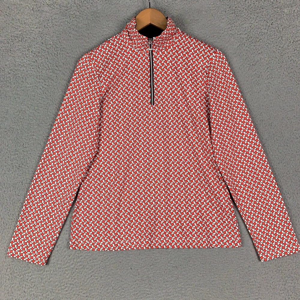 Tail White Label Nevaeh Top Women's Medium M Red Geometric 1/4 Zip Golf Athletic - Picture 3 of 9